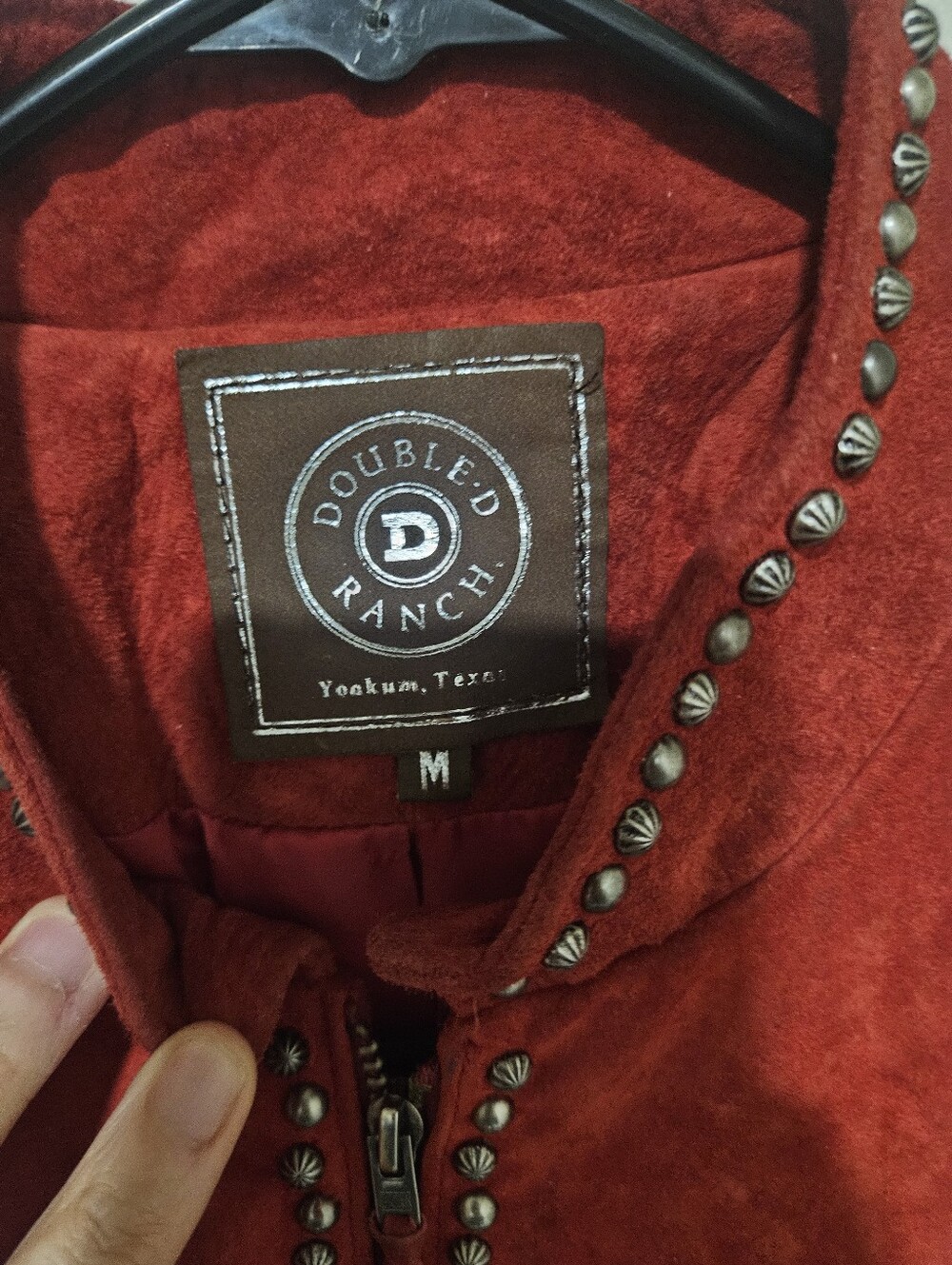 Double D Ranch Red Suede Studded Zip-Front Jacket Sz M - Picture 6 of 8